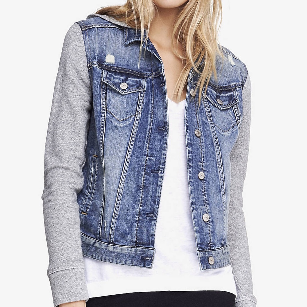 Express Blue and Gray Jean Jacket